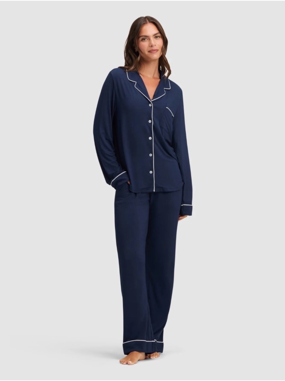 Women's Bamboo Stretch-Knit Long Sleeve Pajama Set TALL size M Retails $148